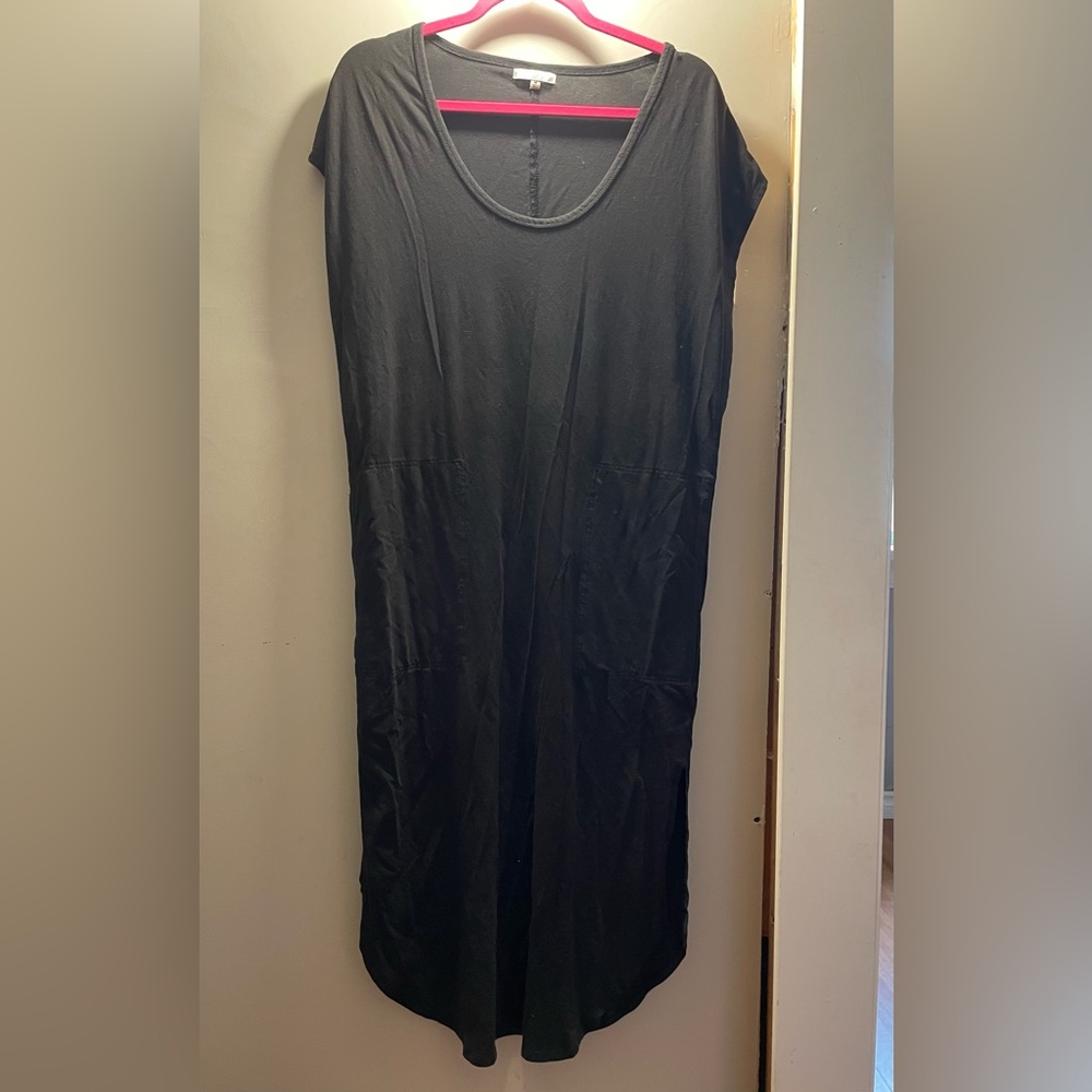 Black t-shirt style dress.